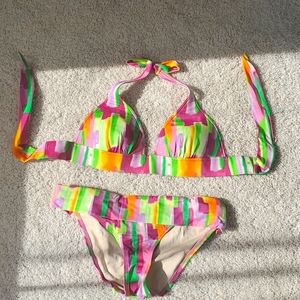 Victorias Secret Multi Colored Bikini Top & Bottom Size M